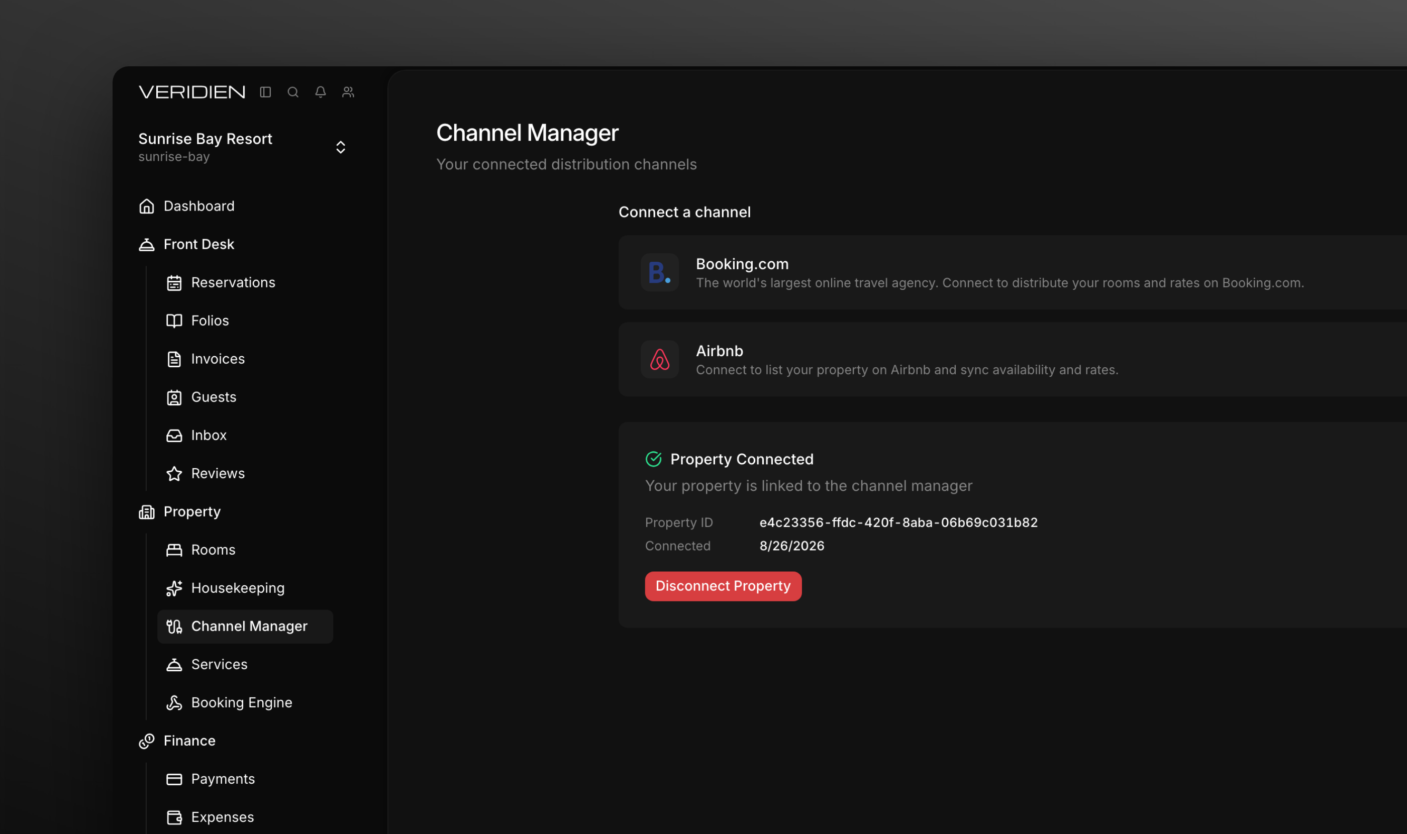 The channel manager with a linked property