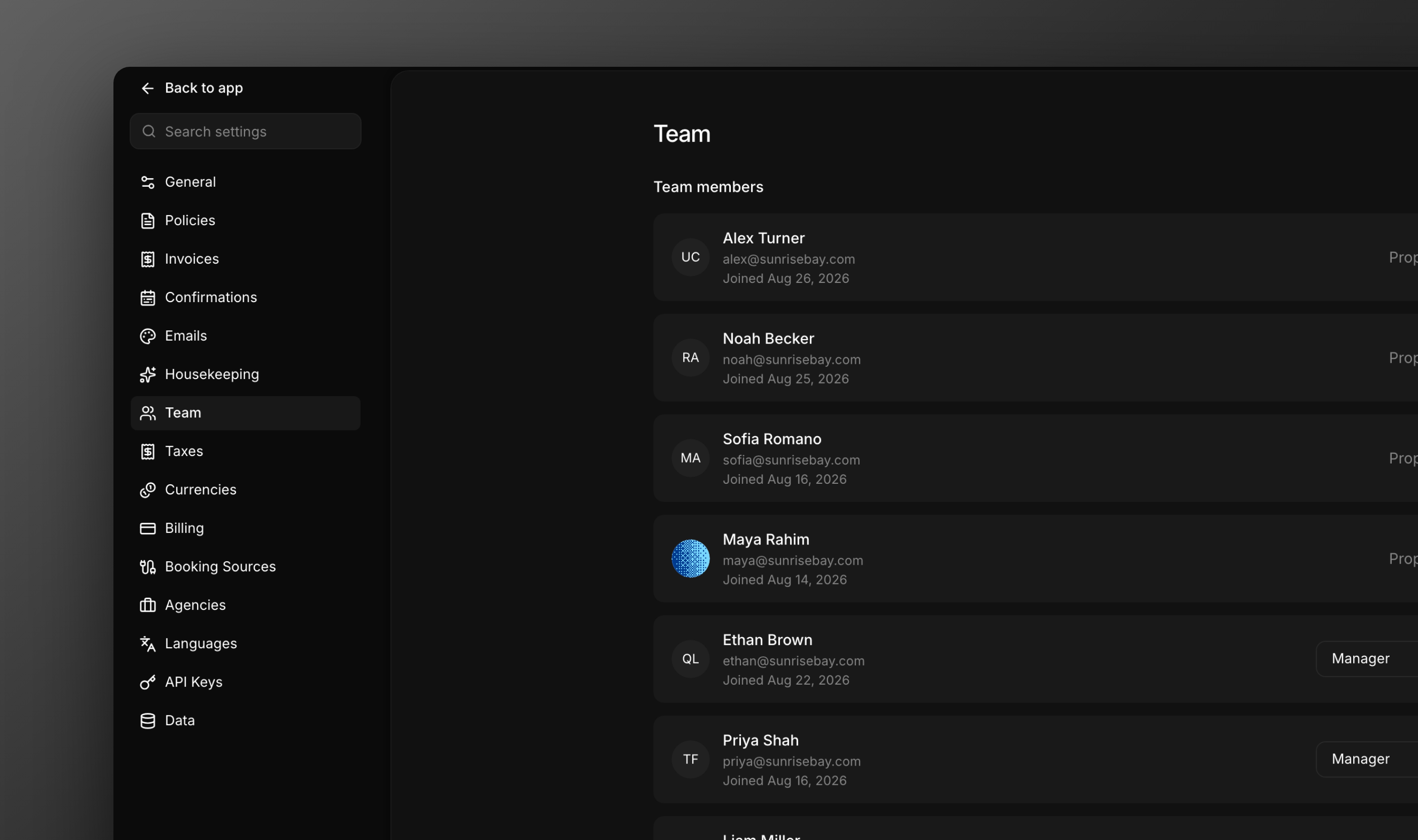 Team management with member roles
